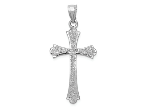 Rhodium Over 14k White Gold Satin Cross Pendant