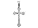 Rhodium Over 14k White Gold Satin Cross Pendant