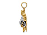 14K Two-tone Gold  3D Textured Moveable Christmas Bell and Holly Charm