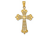 14k Yellow Gold Diamond-Cut Polished Filigree Cross Pendant