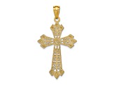 14k Yellow Gold Diamond-Cut Polished Filigree Cross Pendant
