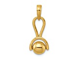 14k Yellow Gold 3D Baby Rattle with Moveable Ball Charm