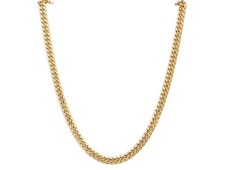 14k Yellow Gold 6.75mm Miami Cuban Link 24 Inch Chain