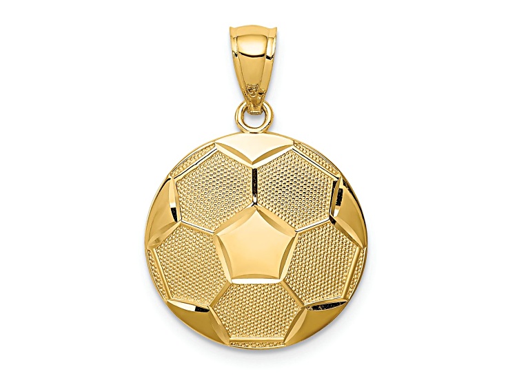 14k Yellow Gold Textured Soccer Ball Pendant