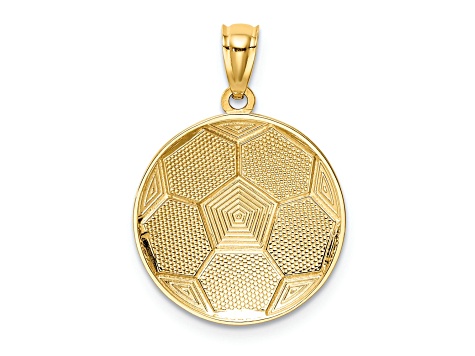 14k Yellow Gold Textured Soccer Ball Pendant