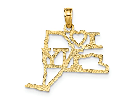 14k Yellow Gold Solid New York State Pendant