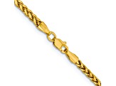 14k Yellow Gold 2.5mm Diamond-Cut Wheat Link 18 Inch Chain