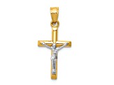 14K Yellow and White Gold Hollow Crucifix Charm