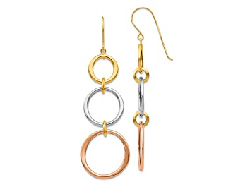 Picture of 14K Tri-color gold Triple Circle Dangle Earrings