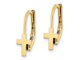 14k Yellow Gold Children's Polished Cross Dangle Earrings