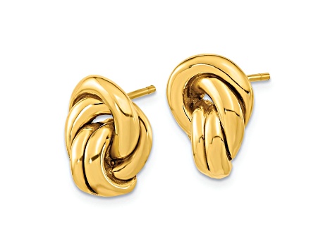 14k Yellow Gold Polished Love Knot Stud Earrings