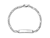 Rhodium Over 14k White Gold Polished Figaro ID Bracelet