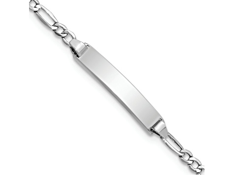 Rhodium Over 14k White Gold Polished Figaro ID Bracelet