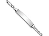 Rhodium Over 14k White Gold Polished Figaro ID Bracelet
