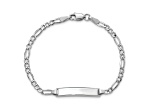 Rhodium Over 14k White Gold Semi-Solid Polished Figaro Link ID Bracelet