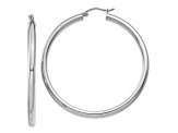 Rhodium Over 14k White Gold Polished 1 15/16" Tube Hoop Earrings