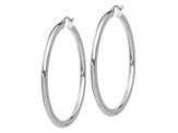 Rhodium Over 14k White Gold Polished 1 15/16" Tube Hoop Earrings