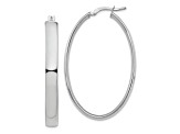 Rhodium Over 14k White Gold 1 3/4" High Polished Oval Hoop Earrings