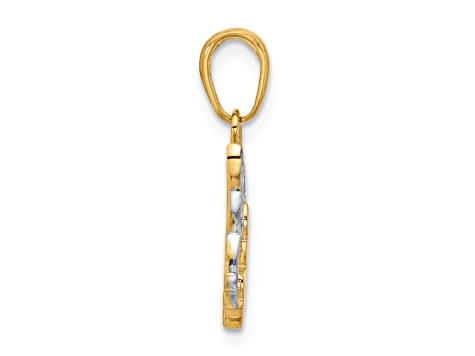 14k Two-tone Gold Diamond-Cut Doves Pendant