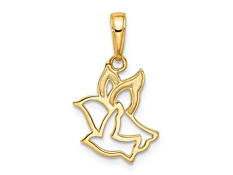 14k Two-tone Gold Diamond-Cut Doves Pendant