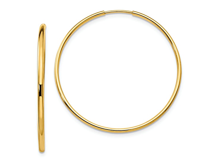 14k Yellow Gold 1 5/16" Endless Hoop Earrings