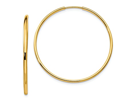 14k Yellow Gold 1 5/16" Endless Hoop Earrings