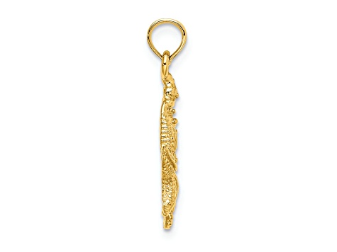 14k Yellow Gold Textured Starfish and Seahorse Charm