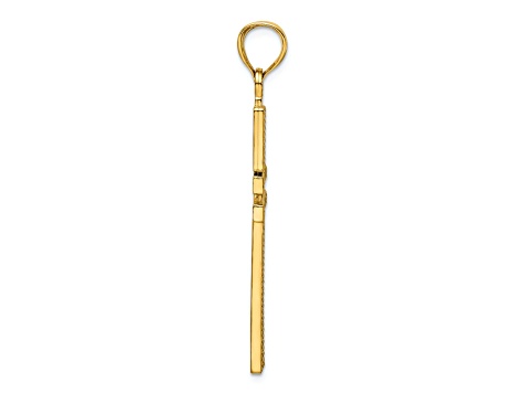 14k Yellow Gold Polished Beaded Textured Cross Pendant