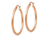 14k Rose Gold Satin Diamond-Cut 1 3/16" Hoop Earrings