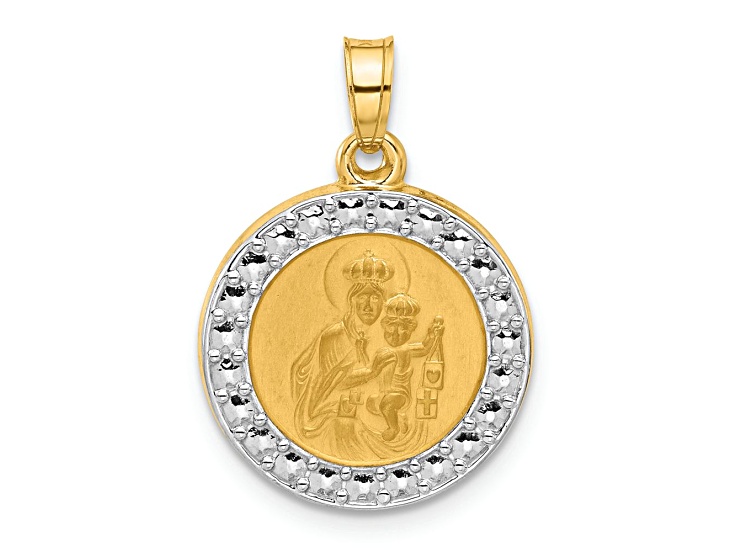 14K Two-tone Gold Satin Our Lady of Mt Carmel Medal Charm - 185ZJA | JTV
