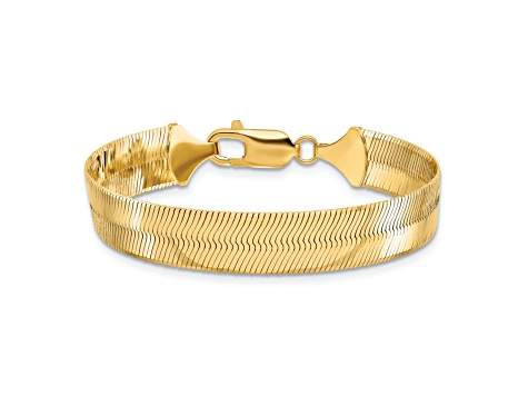 14K Yellow Gold 10mm Silky Herringbone Chain Bracelet