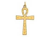 14k Yellow Gold Lasered Ankh Cross Pendant