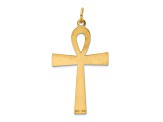 14k Yellow Gold Lasered Ankh Cross Pendant