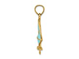 14k Yellow Gold Aqua Enameled Windsail Surf Board Charm