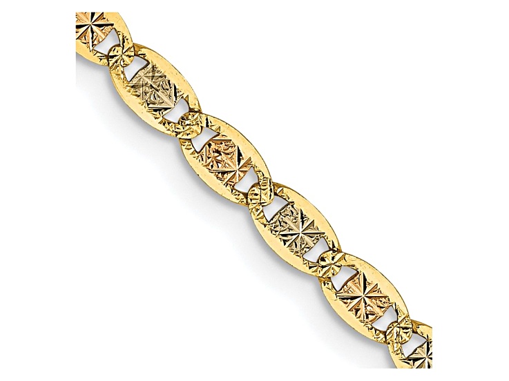 14k 2.75mm Tri-color Gold Pavé Valentino Chain
