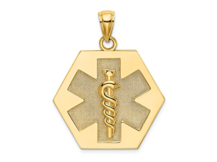 10K Yellow Gold Textured Medical Disc Pendant