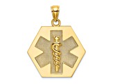 10K Yellow Gold Textured Medical Disc Pendant