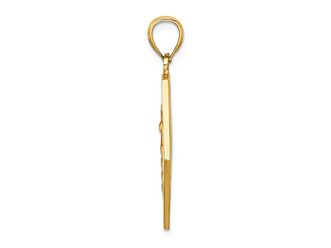 10K Yellow Gold Textured Medical Disc Pendant
