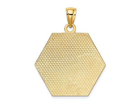 10K Yellow Gold Textured Medical Disc Pendant