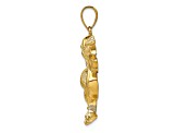 14k Yellow Gold Textured Pelican with Fish In Mouth Charm