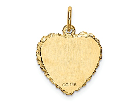 14k Yellow Gold Diamond-Cut and Laser Design Sweet Sixteen Heart