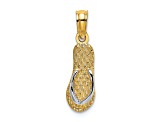 14K Two-tone Gold  3D and Textured HAWAII Single Flip-Flop Charm