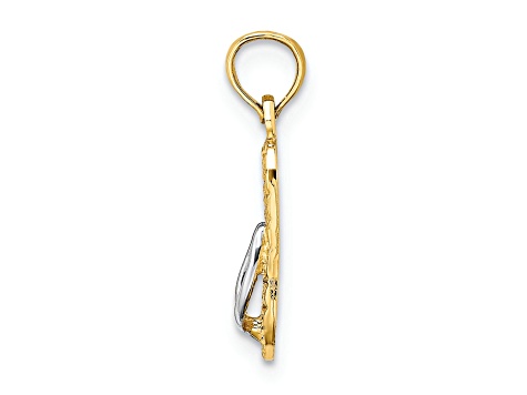 14K Two-tone Gold  3D and Textured HAWAII Single Flip-Flop Charm