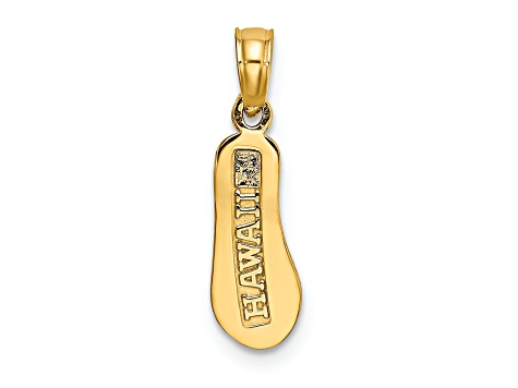 14K Two-tone Gold  3D and Textured HAWAII Single Flip-Flop Charm