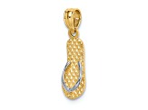 14K Two-tone Gold  3D and Textured HAWAII Single Flip-Flop Charm