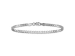 Rhodium Over 14k White Gold 2.9mm Flat Beveled Curb Link Bracelet