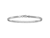 Rhodium Over 14k White Gold 2.9mm Flat Beveled Curb Link Bracelet