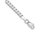 Rhodium Over 14k White Gold 2.9mm Flat Beveled Curb Link Bracelet