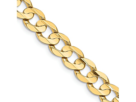 14k Yellow Gold 8.5mm Solid Open Concave Curb 22 Inch Chain