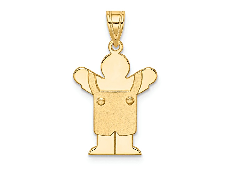 14k Yellow Gold Solid Satin Boy with Overalls Charm